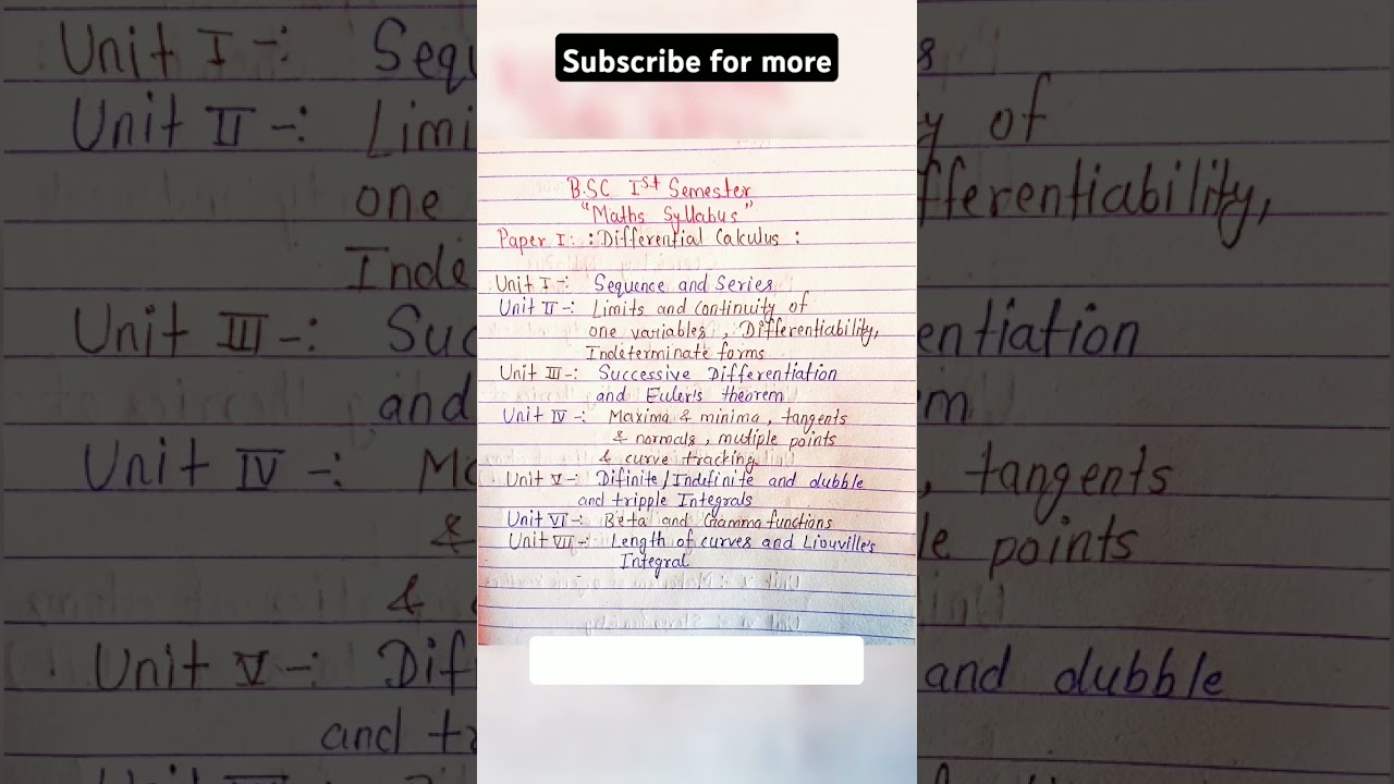 Complete BSc 1st Semester Math Syllabus | Essential Topics for Freshers π