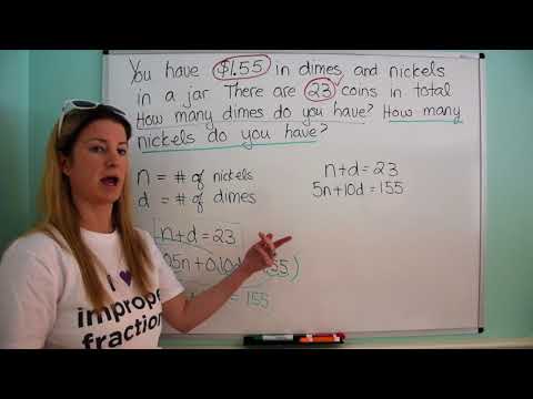 Systems of Equations Word Problems-Money-Coins-Nickels-Dimes
