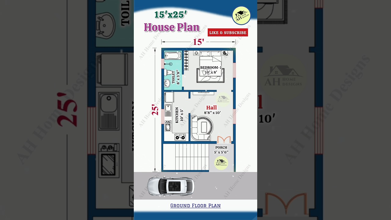 15'x25' House Plan, 15 by 25 East Facing House Plan, #housedesign #shorts #youtubeshorts #tinyhouse