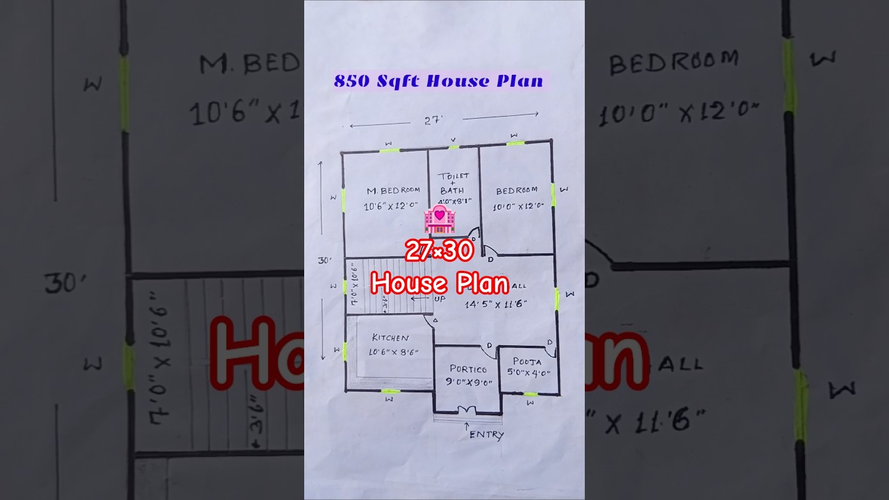 Top 2 BHK House Plans for Small Families (27×30)