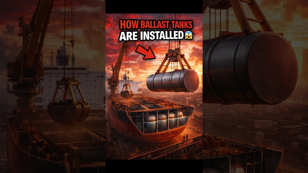 How Giant Ballast Tanks Are Installed in Ships 😱 #ships #engineering #construction