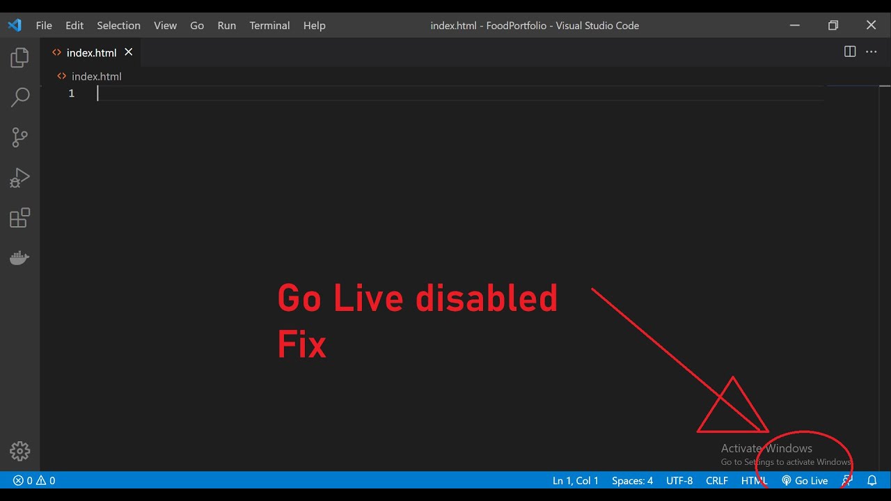 Restore 'Go Live' Button in VS Code Status Bar