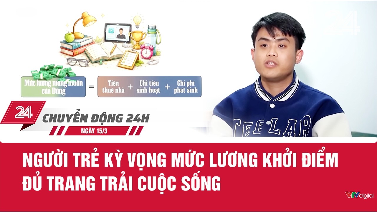 Chuyển động 24h ngày 15/3: Người trẻ kỳ vọng mức lương khởi điểm đủ trang trải cuộc sống | VTV24