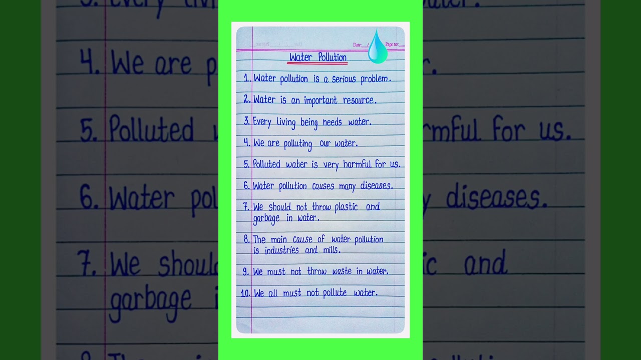 10 Lines On Wayer Pollution/water pollution essay in English/water pollution/essay water pollution