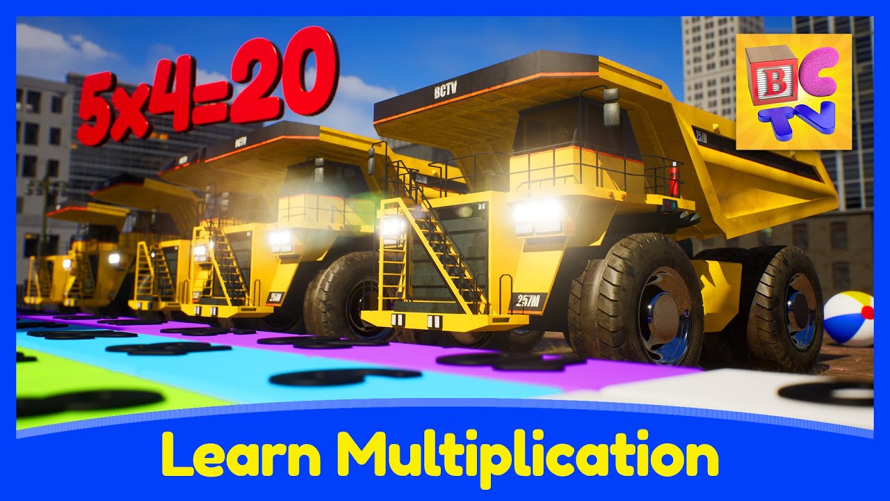Fun Multiplication Lesson with Dump Trucks 🚧 | Math for Kids by Brain Candy TV