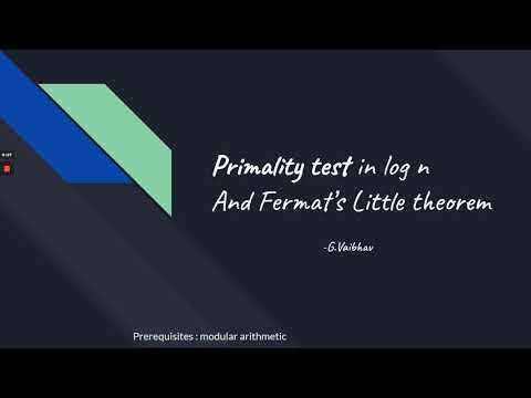 primality test in O(log(n))