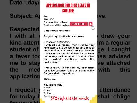 Application for sick leave in college #applicationletter