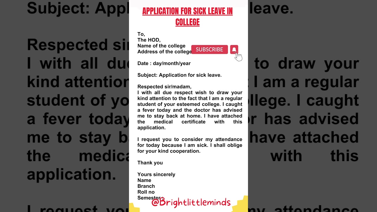 Application for Sick Leave in College