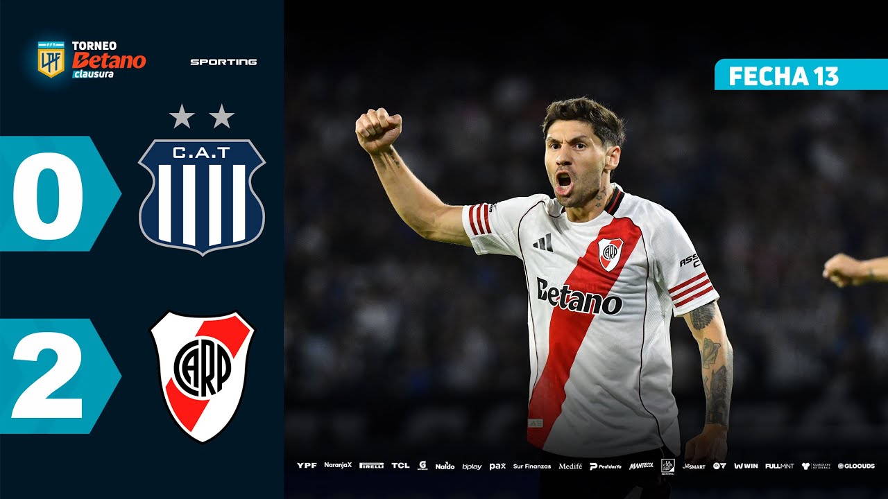 River derrota a Talleres 2-0 en la Fecha 13 del Clausura 2025 ⚽
