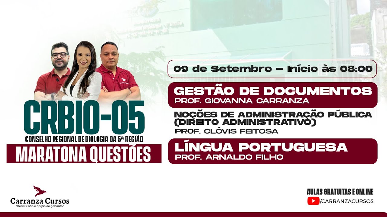 CRBIO-05 | Maratona de Questões – Gestão de Documentos, Administração Pública e Língua Portuguesa