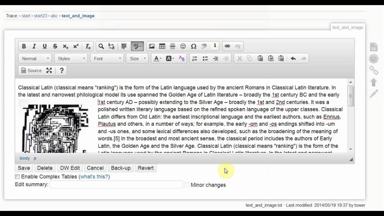 Embedding Images in Text Using CKEditor for DokuWiki
