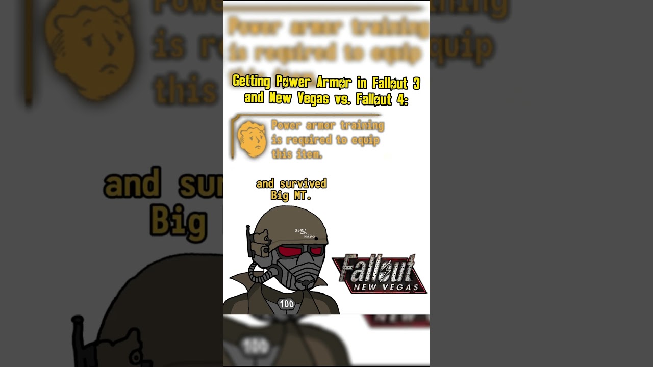 Getting Power Armor in Fallout 3 and New Vegas vs. Fallout 4 be like: #fallout #memes #shorts