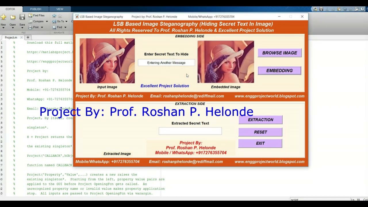 Complete MATLAB LSB Image Steganography Code πΈ