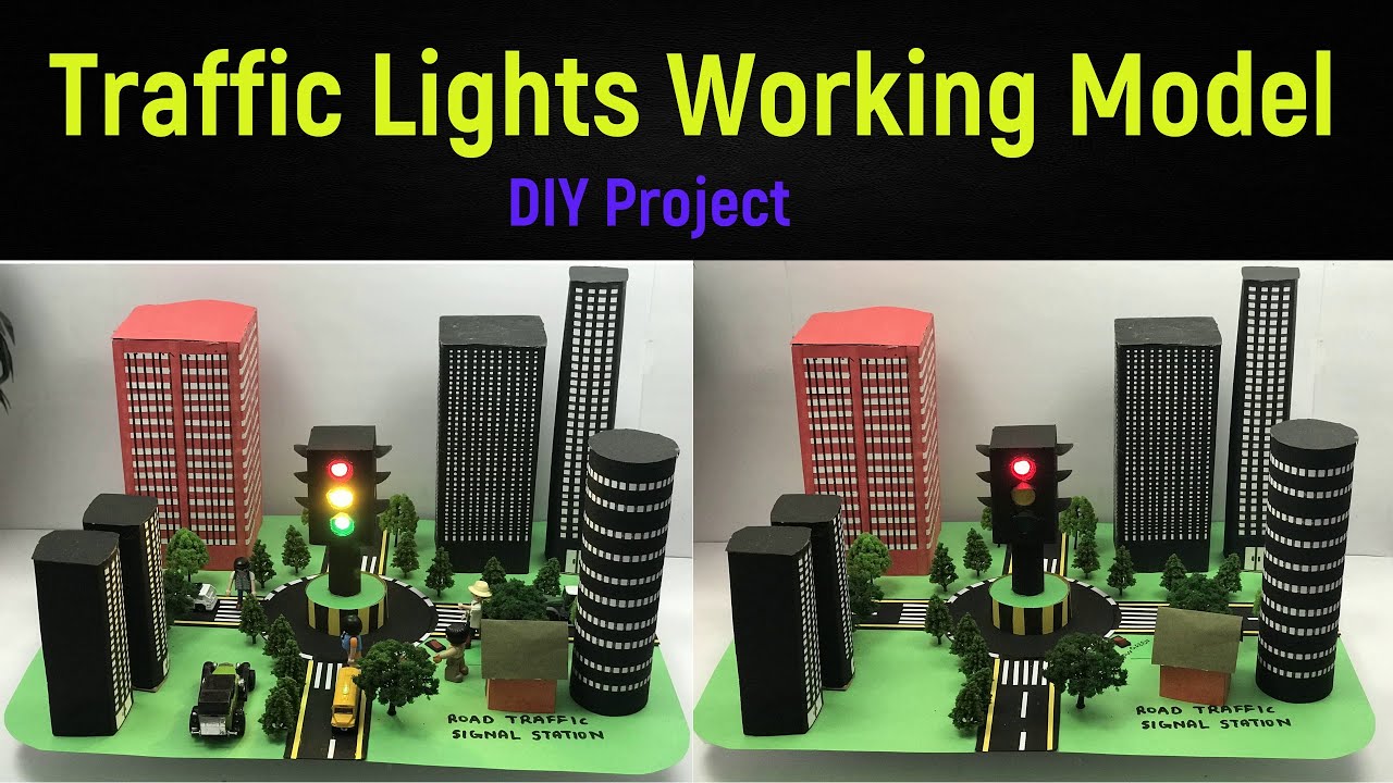 traffic light working model - science project - traffic signal lights - diyas funplay - diy