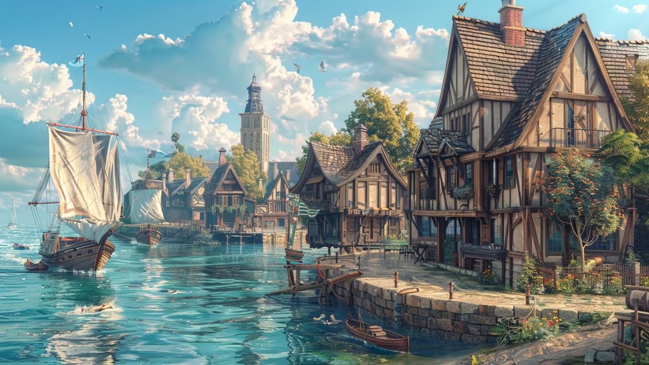 Medieval Fantasy Harbor Music for Sleep & Focus 🎶