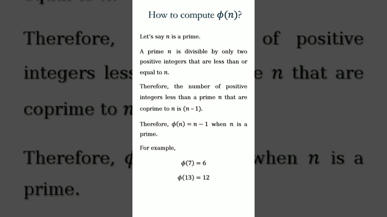 Understanding Euler's Totient Function: Key to Cryptography 🔐