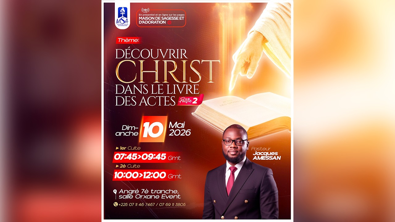 Dรฉcouvrir Christ dans Actes avec Pst Jacques ๐