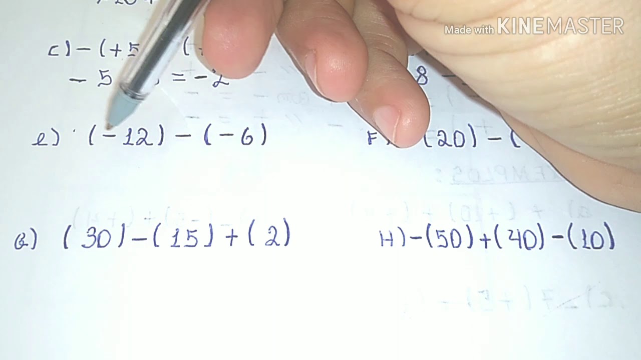 Adição e Subtração de Números Inteiros com Parênteses