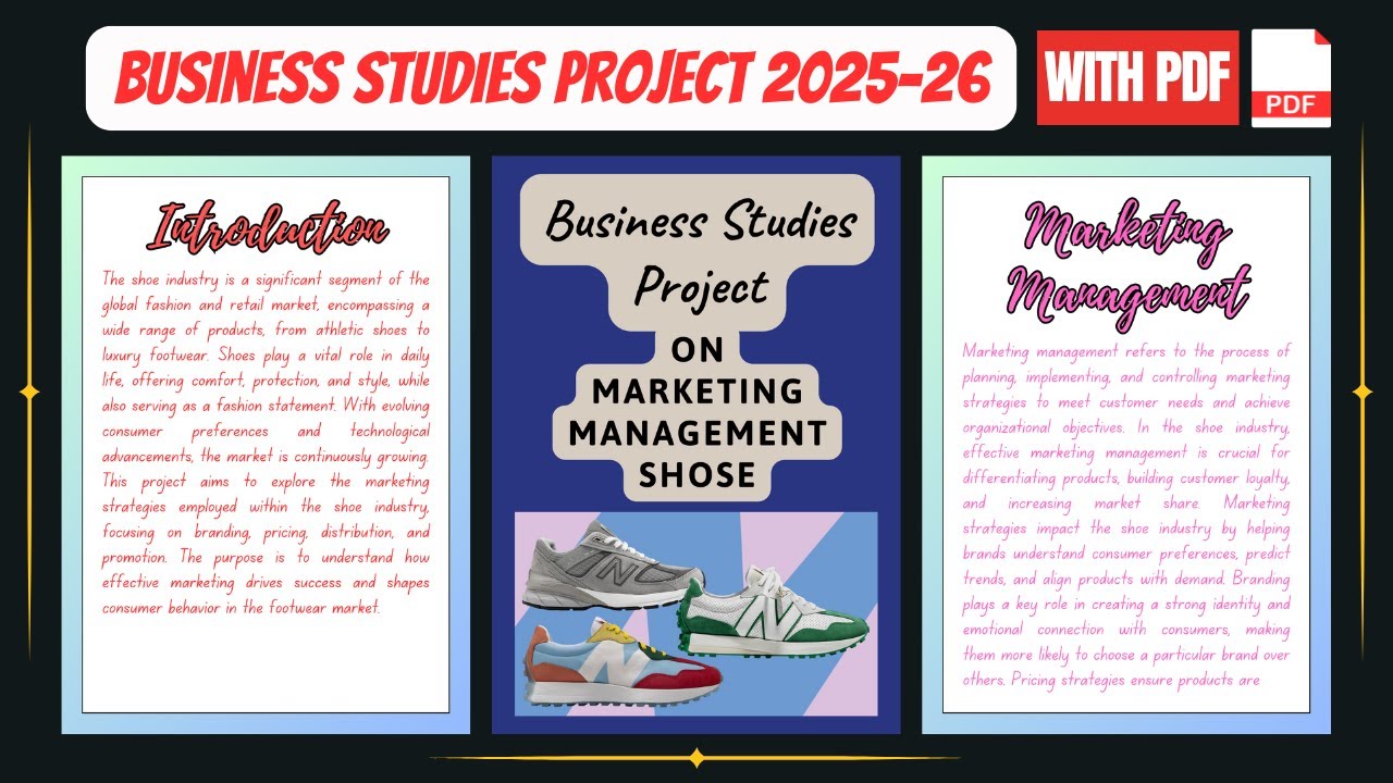 CBSE Class 12 Business Studies: Marketing Management Project on Shoes (2025-26)