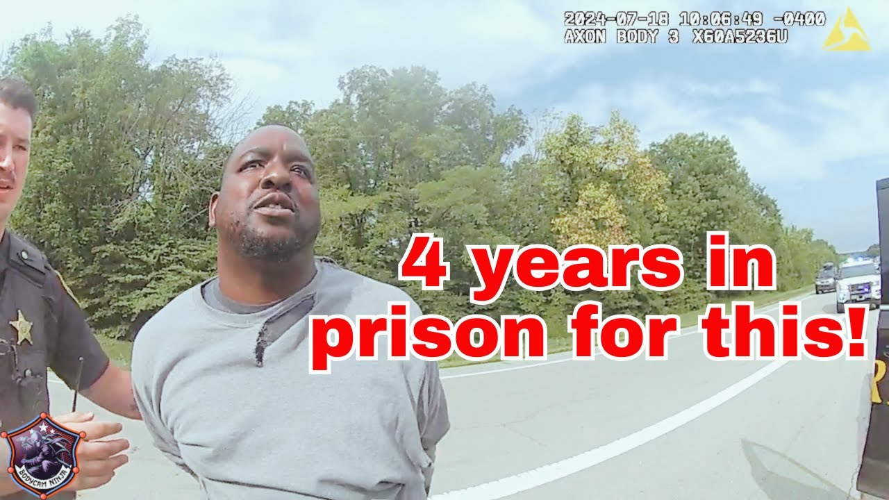 Shocking Footage: Man Nearly Runs Over Officer During Traffic Stop 🚓