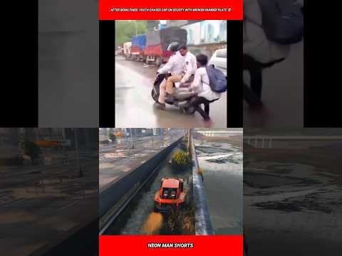 After being fined, Youth chases cop on scooty with broken number plate 💀 #shorts