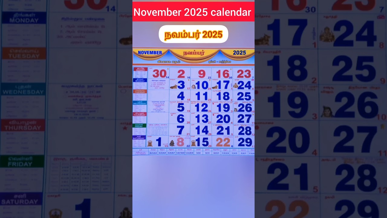 November 2025 Calendar in Tamil 📅
