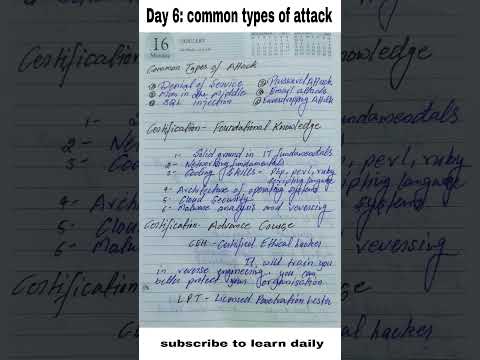 Day6: common types of attack || how to become hacker|| hacking class|| learn Hacking #hacking #tutor