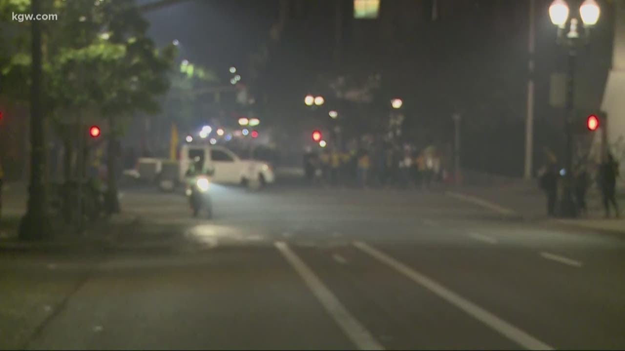 Portland Protesters Face Tear Gas After Fireworks