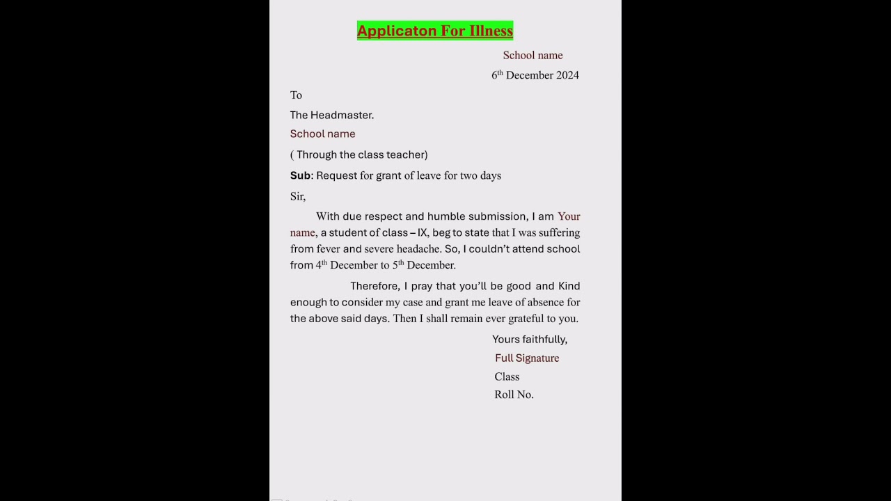 Sick Leave Application: How to Write a Sick Leave Request