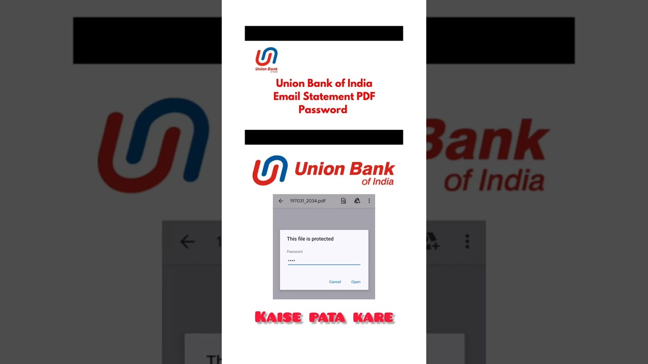 Union Bank of India PDF Statement Password Tips π