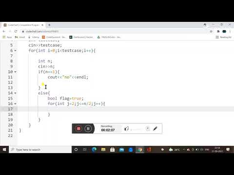 PRIMALITY TEST (PRB01) - CODECHEF SOLUTION IN C++ || C++ TUTORIAL FOR BEGINNER