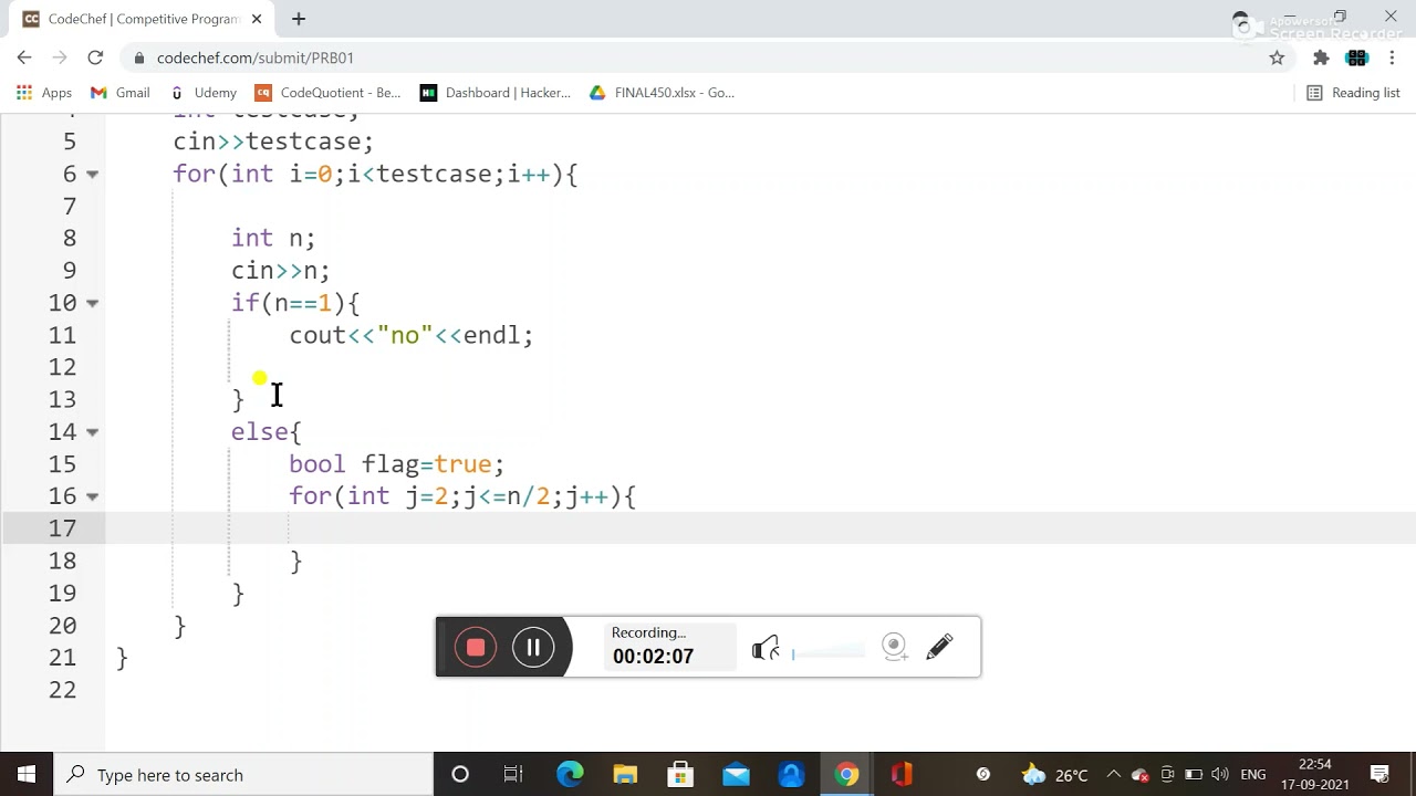 C++ Tutorial for Beginners: Primality Test (PRB01) Solution on CodeChef