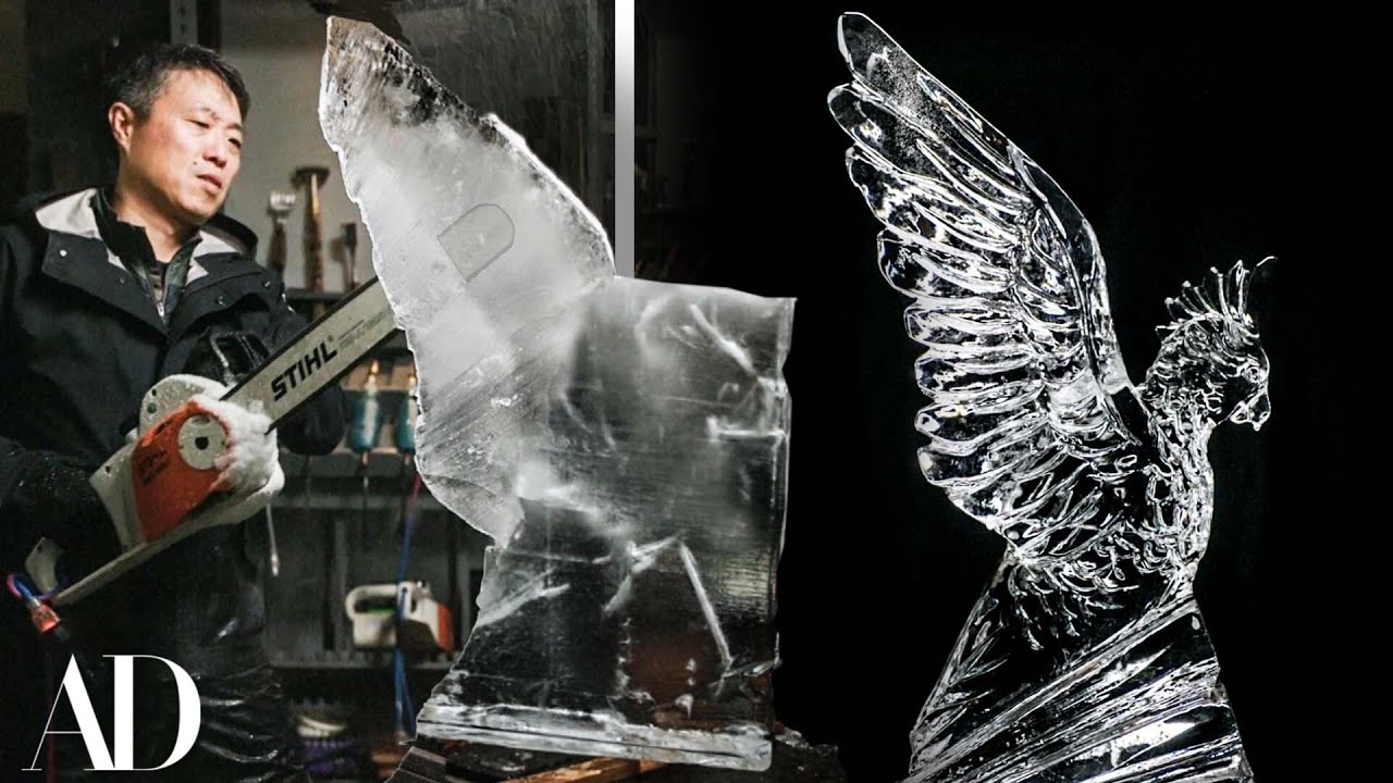 Watch a Master Ice Sculptor Create an Stunning 200-Pound Ice Artwork ❄️