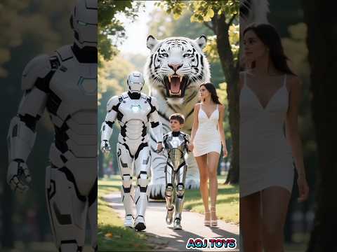 IronMan And Spiderman With Their Family Walking in the park With Tiger #marveltoys #ironman
