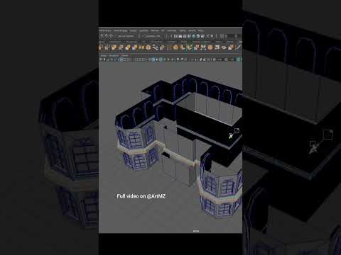 House 3d modeling, low poly mansion design. Autodesk Maya tutorial #gamedesign #architecture #3dart