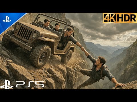 (PS5) Uncharted 4 – Thrilling Madagascar Car Crash & Rescue Scene | 4K