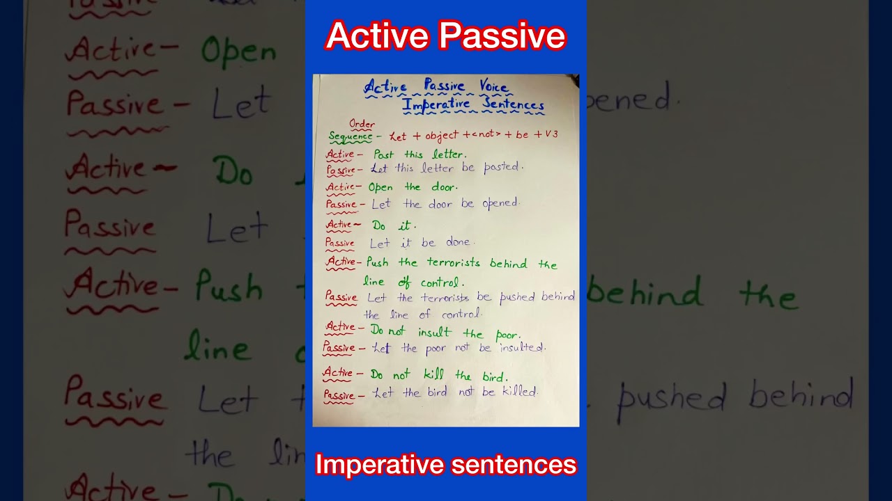 Active & Passive Imperative Sentences | Grammar Tips ✍️