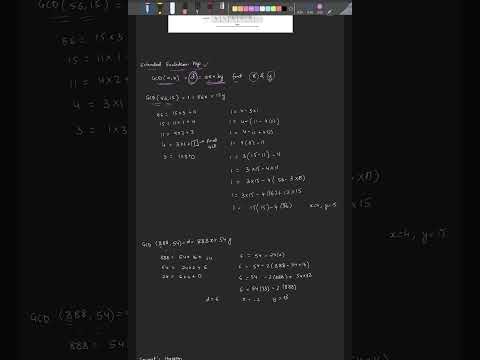 Extended Euclidean GCD#ExtendedEuclideanAlgorithm#GCD#NumberTheory #Cryptography #Algorithms #Shorts
