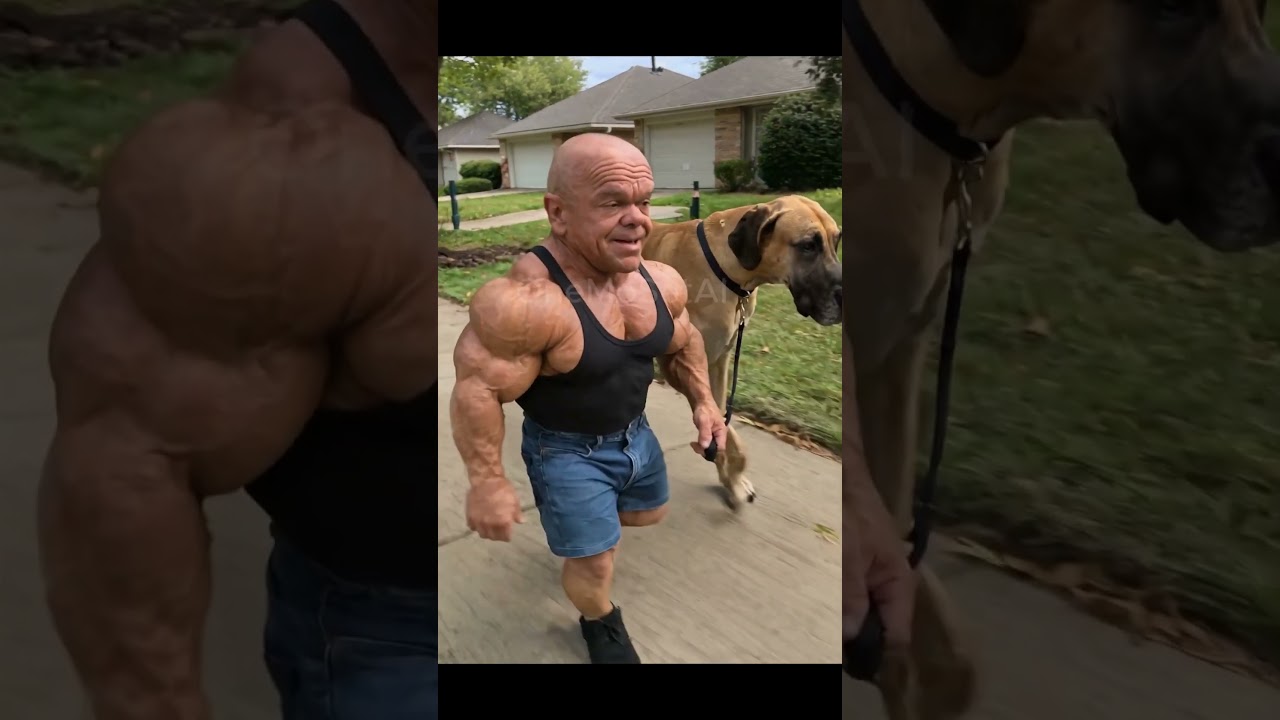 Incredible Dwarf Bodybuilder Shows Off Muscles While Walking His Dog! πͺ