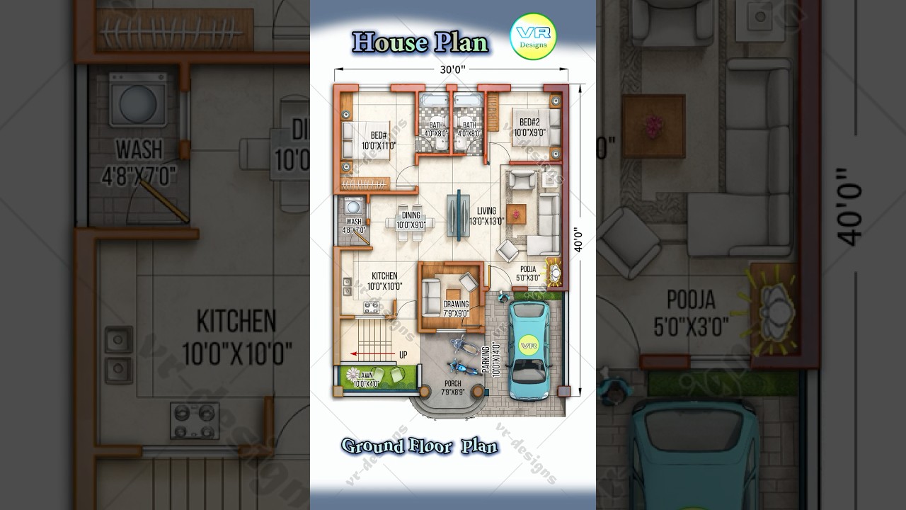 Modern 30x40 2BHK House with Parking π