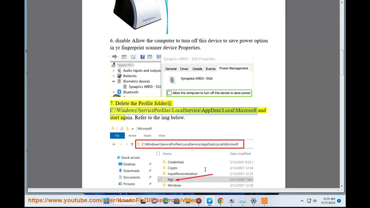 Fix Windows Hello Fingerprint Recognition Error