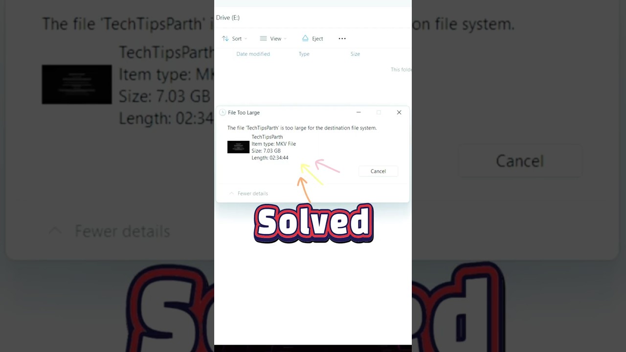 File is too large for the destination file system : Fixed