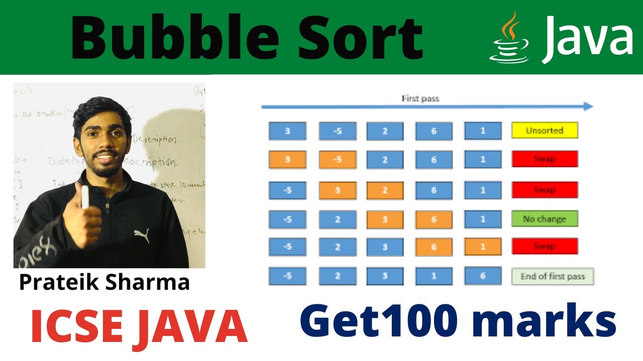 Bubble sort technique in java Crash Course Class X ICSE 100 MARKS in 28 days Prateik Sharma by Java