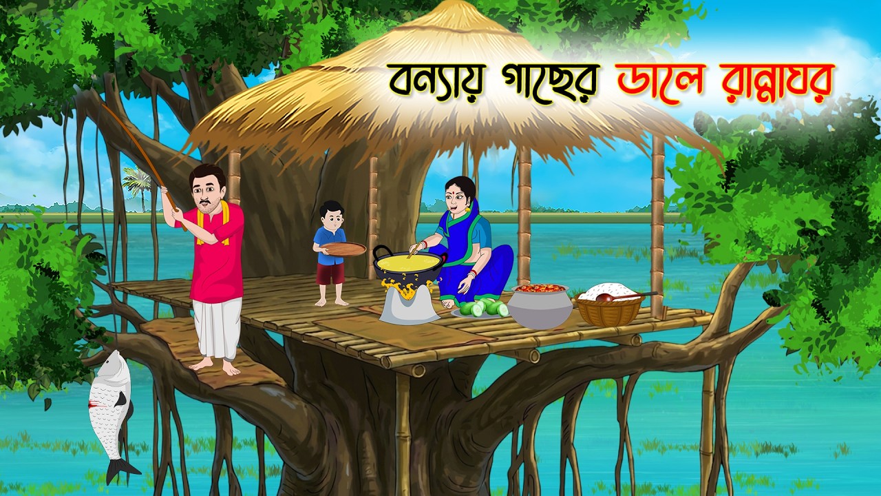 বন্যায় গাছের ডালে রান্নাঘর | Bangla Moral Story | Bangla Cartoon | Rupkothar Golpo