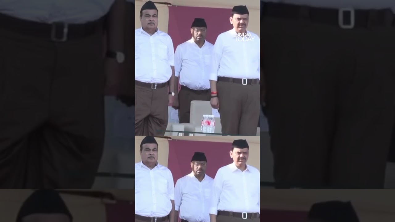 Gadkari & Fadnavis Wear RSS Uniform at Centenary 🎉