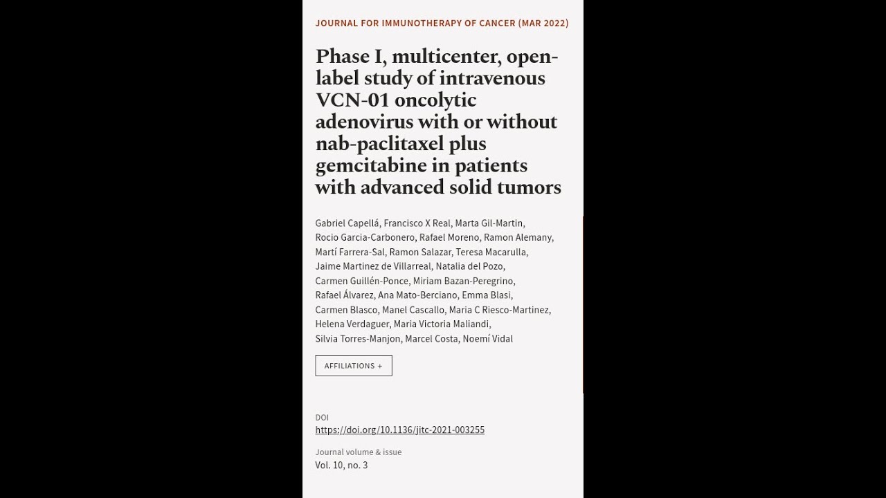 Phase I Study of VCN-01 oncolytic virus for pancreatic cancer
