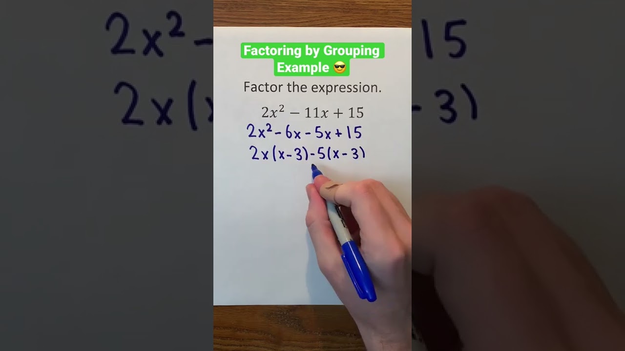 Factoring by Grouping Example 😎 #Shorts #Algebra #Math