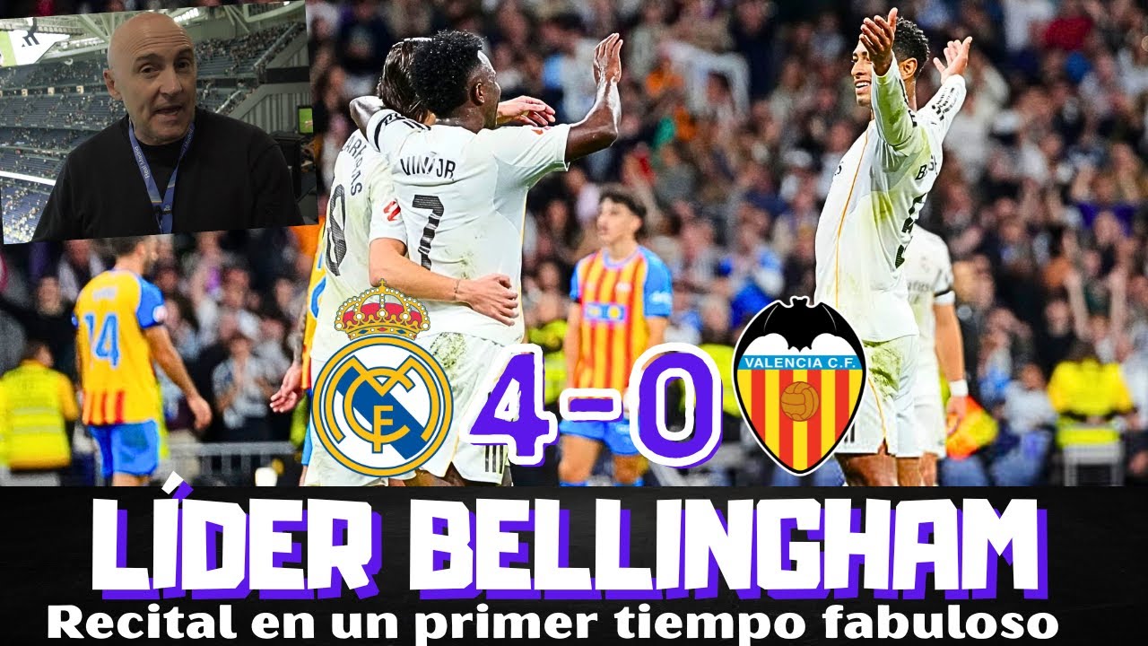 Bellingham lidera una contundente victoria del Real Madrid sobre Valencia; Mbappé brilla con dos goles