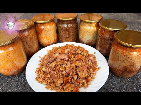 Наваристая КАША С МЯСОМ в банке без автоклава. Каша на зиму в ДУХОВКЕ.Домашние консервы-каши с мясом