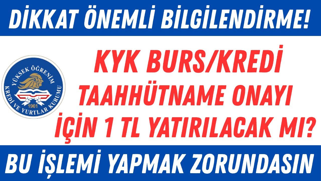 📢 DİKKAT! KYK BURS/KREDİ TAAHHÜTNAME ONAYI İÇİN 1 TL ÜCRET YATIRILACAK MI? #2025yks #kyk #yks2025